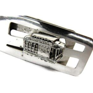 Vintage Streetcar Money Clip Men Wallet ID Credit Card Holder